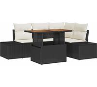 vidaXL Ensemble de canapé de jardin avec mémoire 5 pcs noir poly rotin