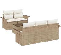 Ensemble de salon de jardin vidaXL, 6 pièces, 5 places, beige et crème