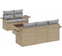 Ensemble de salon de jardin vidaXL, 6 pièces, 5 places, beige et gris