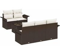 Ensemble de salon de jardin vidaXL, 6 pièces, 5 places, couleur marron et crème