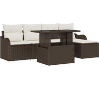 Ensemble de salon d'extérieur vidaXL avec coussins, 6 pièces, en rotin synthétique marron