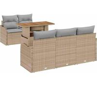Ensemble de salon de jardin vidaXL, 6 pièces, en résine tressée beige