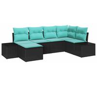 Ensemble de salon de jardin vidaXL, 6 pièces, noir et turquoise, en résine tressée