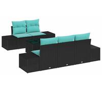 Ensemble de salon de jardin vidaXL, 6 pièces, noir et turquoise, en résine tressée