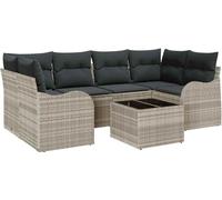 Ensemble de salon de jardin vidaXL, 7 pièces, 6 places, gris clair et gris foncé