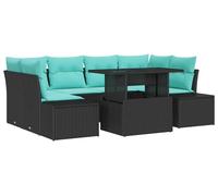 vidaXL Ensemble de canapé de jardin 7 pc 6-Nombre de places | Facile à reconfigurer pour s'adapter à tous les espaces , Matériaux tressés à la main pour une bonne longévité , Coussins