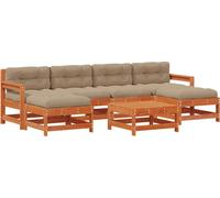 Ensemble de salon de jardin vidaXL, 7 pièces, en bois massif de pin, avec plateau en bois verni