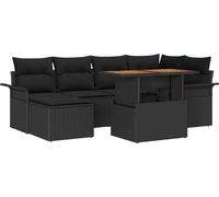 Ensemble de salon de jardin vidaXL, 7 pièces, noir, en résine tressée