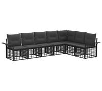Ensemble de canapés d'extérieur vidaXL, 7 pièces, noir et gris foncé, polyester