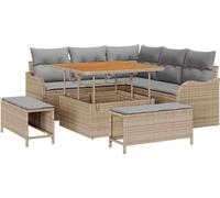 Ensemble de salon de jardin vidaXL, 8 pièces, 7 places, couleur beige
