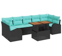 Ensemble de salon de jardin vidaXL, 8 pièces, noir, en résine tressée