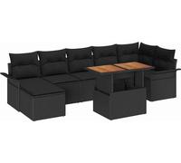Ensemble de salon de jardin vidaXL, 8 pièces, noir, en résine tressée