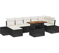 Ensemble de salon de jardin vidaXL, 8 pièces, noir et crème