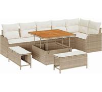 vidaXL Ensemble de canapé de jardin avec coussin avec mémoire 9 pcs Beige et Crème