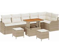 vidaXL Ensemble de canapé de jardin avec coussin avec mémoire 9 pcs Beige et Crème