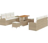 Ensemble de salon de jardin vidaXL, 9 pièces, 8 places, couleur beige