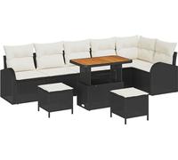 Ensemble de salon de jardin vidaXL, 9 pièces, 8 places, noir et crème