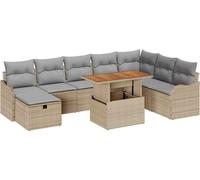 vidaXL – Ensemble salon de jardin 9 pièces en résine tressée beige