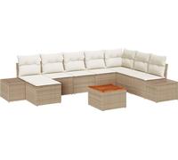 Ensemble de salon de jardin vidaXL, 9 pièces, beige et blanc