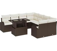 Ensemble de salon de jardin vidaXL, 9 pièces, couleur marron, en résine tressée