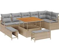 Ensemble de salon de jardin vidaXL, 9 pièces, en résine tressée beige