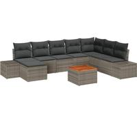 Ensemble de salon de jardin vidaXL, 9 pièces, gris