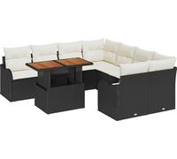 Ensemble de salon de jardin vidaXL, 9 pièces, noir, en résine tressée