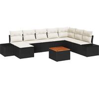 Ensemble de salon de jardin vidaXL, 9 pièces, noir et blanc