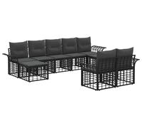 vidaXL – Ensemble de canapés d'extérieur, 9 pièces, polyester, noir et gris foncé