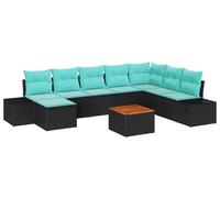 Ensemble de salon de jardin vidaXL, 9 pièces, noir et turquoise