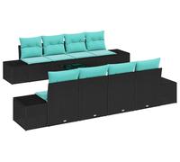 Ensemble de salon de jardin vidaXL, 9 pièces, noir et turquoise, en résine tressée