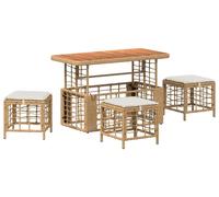 Ensemble de salon de jardin vidaXL avec coussins, 4 pièces, naturel et blanc