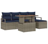 Ensemble de salon de jardin vidaXL avec coussins, 6 pièces, gris et bleu marine