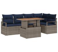 Ensemble de salon de jardin vidaXL avec coussins, 6 pièces, gris et bleu marine