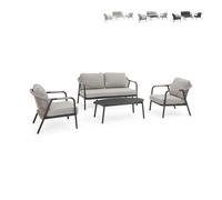 Ensemble de salon d'extérieur en aluminium 2 fauteuils, canapé et table basse Mi