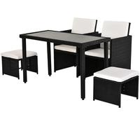 Ensemble de salon d'extérieur Outsunny en polyrotin, 11 pièces, résistant aux intempéries. Ensemble de mobilier de jardin Cube comprenant une grande table à manger avec plateau en verre trempé, des ch
