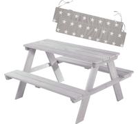 Ensemble de salon d'extérieur pour enfants « Picknick for 4 » de roba avec coussins d'assise, résistant aux intempéries, en bois massif, gris