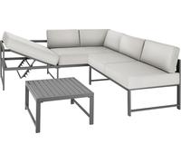 Ensemble de salon en aluminium Faro avec table et dossier réglable - gris