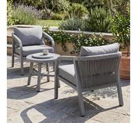 Ensemble De Salon En Aluminium Hwc-P82, Mobilier De Jardin Pour Balcon (Chaise Et Table), Tissu (220 G/M²) Gris Clair