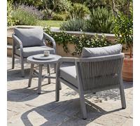 Ensemble de salon en aluminium HWC-P82, mobilier de jardin pour balcon (chaise et table), tissu (220 g/m²) ~ gris clair