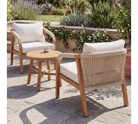 Ensemble De Salon En Aluminium Hwc-P82, Salon De Jardin, Ensemble Pour Balcon (Chaise Et Table), Tissu (220 G/M²) Aspect Bois, Couleur Crème