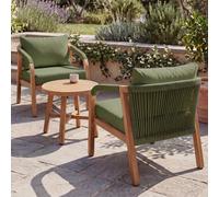 Ensemble de salon en aluminium HWC-P82, salon de jardin, ensemble pour balcon (chaise et table), tissu (220 g/m²) ~ aspect bois, vert olive