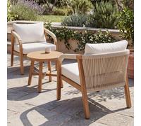 Ensemble de salon en aluminium HWC-P82, salon de jardin, ensemble pour balcon (chaise et table), tissu (220 g/m²) ~ aspect bois, couleur crème