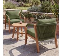 Ensemble De Salon En Aluminium Hwc-P82, Salon De Jardin Pour Balcon (Chaise Et Table), Tissu (220 G/M²) Aspect Bois Vert Olive