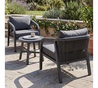Ensemble De Salon En Aluminium Hwc-P82, Salon De Jardin Pour Balcon Comprenant Une Table Et Des Chaises, Tissu (220 G/M²) Gris Foncé