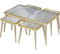 Ensemble de salon en bois et acier inoxydable au design coloré
