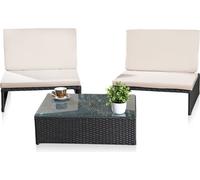 Ensemble de salon en polyrotin 2 fauteuils et table noir résistant aux intempéries Ensemble de jardin