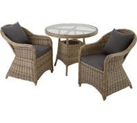 Ensemble de salon en rotin et aluminium Zurich 2+1 - marron naturel