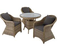 Ensemble de salon en rotin et aluminium Zurich 3+1 - marron naturel
