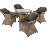Ensemble de salon en rotin et aluminium Zurich 4+1 - marron naturel